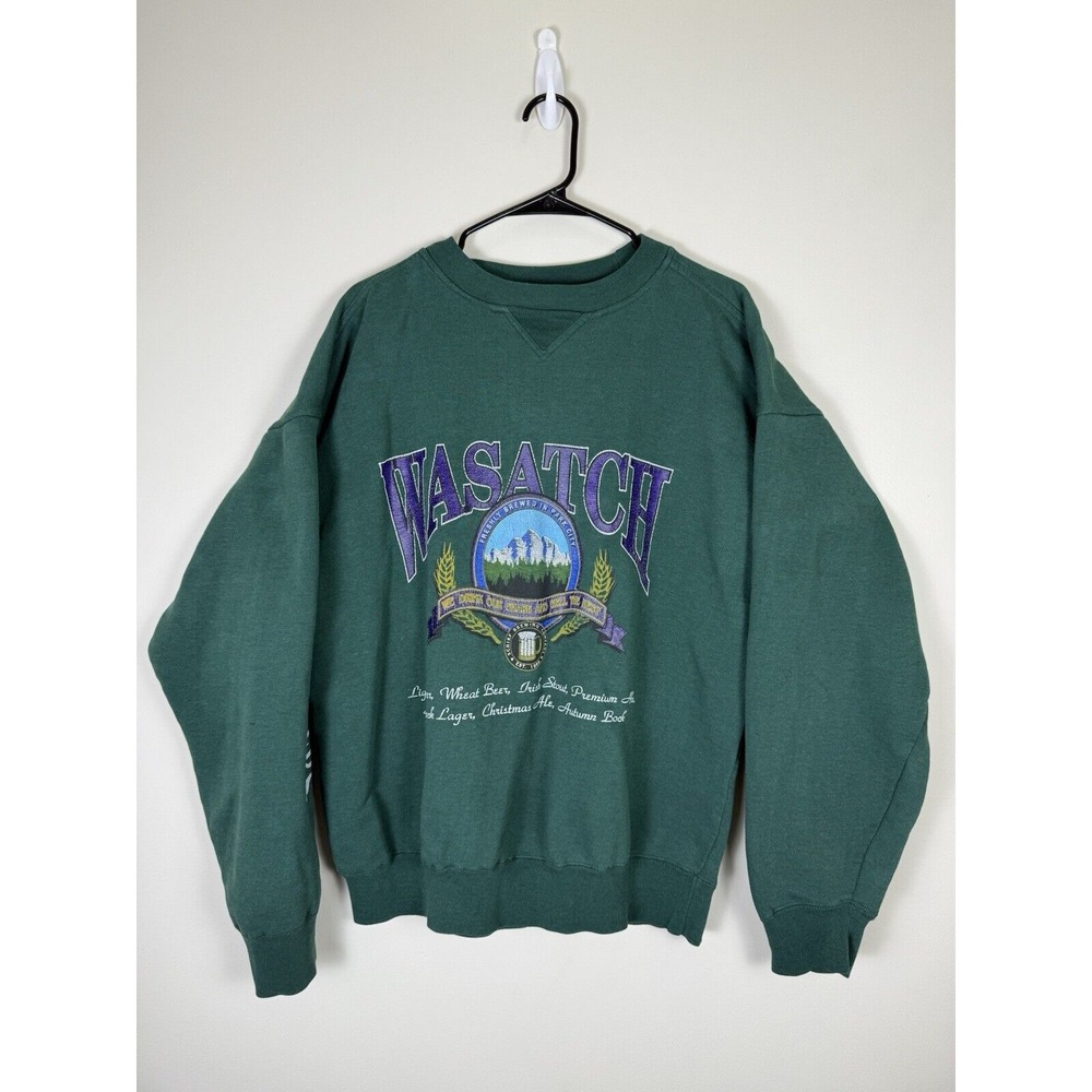 VINTAGE Wasatch Beer Park City UTAH Crewneck/Sweater Green Size XL